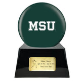 Football Cremation Urn with Optional MSU Spartans Ball Decor and Custom Metal Plaque