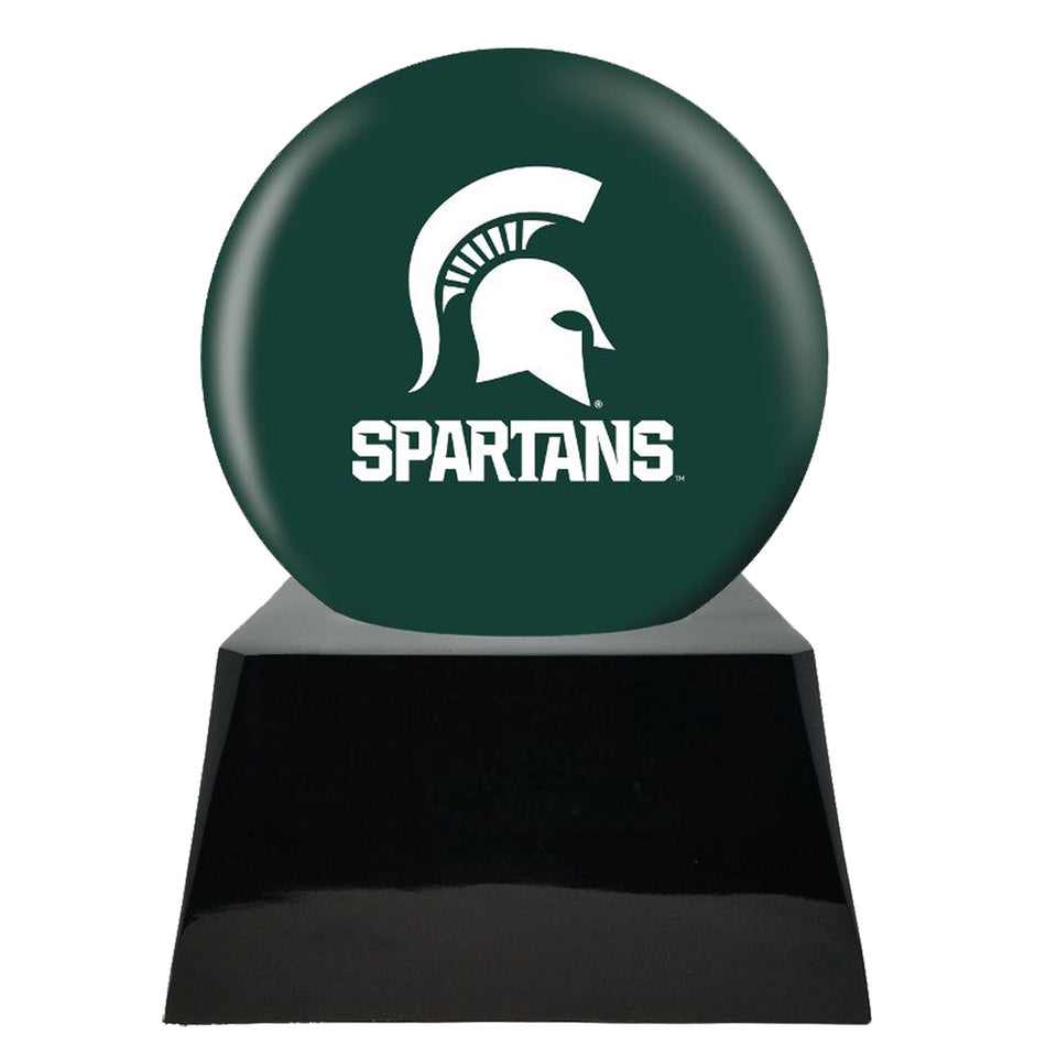 Football Cremation Urn with Optional MSU Spartans Ball Decor and Custom Metal Plaque