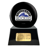 Baseball Cremation Urn with Optional Colorado Rockies Ball Decor and Custom Metal Plaque