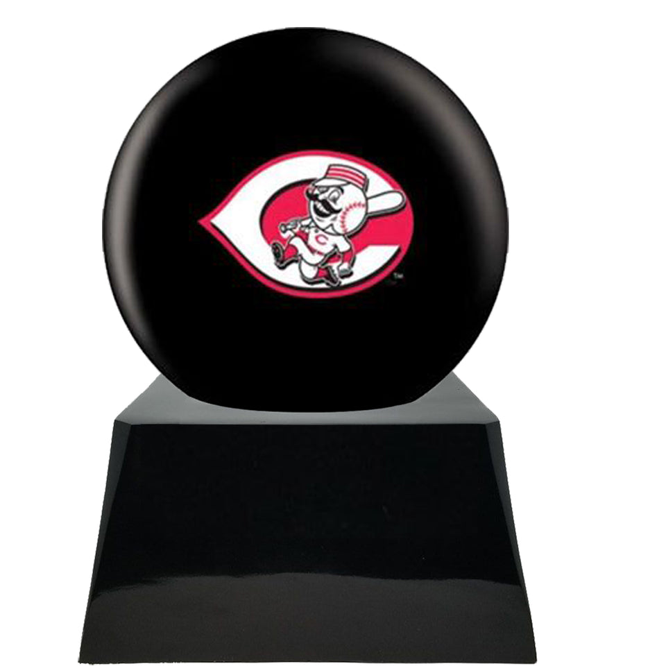 Baseball Cremation Urn with Optional Cincinnati Reds Ball Decor and Custom Metal Plaque