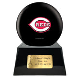 Baseball Cremation Urn with Optional Cincinnati Reds Ball Decor and Custom Metal Plaque