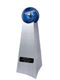 Championship Trophy Cremation Urn with Optional Football and Dallas Cowboys Ball Decor and Custom Metal Plaque