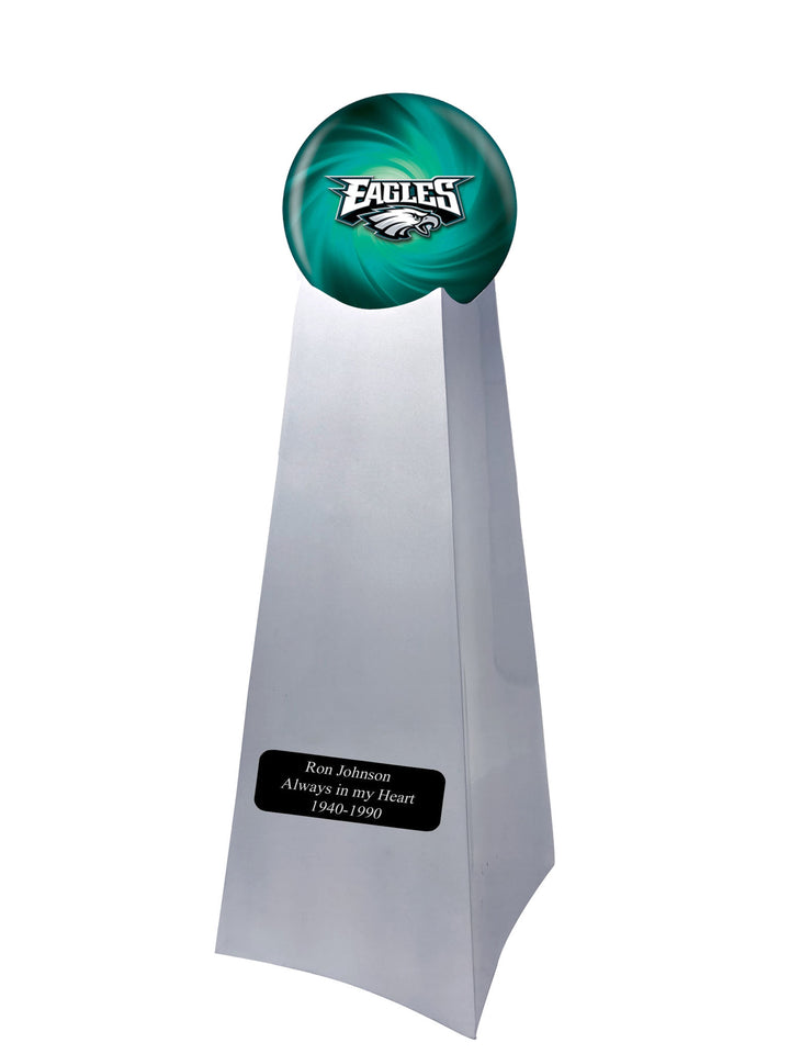 Championship Trophy Cremation Urn with Optional Philadelphia Eagles Ball Decor and Custom Metal Plaque