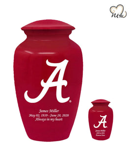 University of Alabama Crimson Tide College Cremation Urn - Red w/ White "A" - ExquisiteUrns