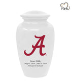 University of Alabama Crimson Tide College Cremation Urn - White w/ Red "A" - ExquisiteUrns