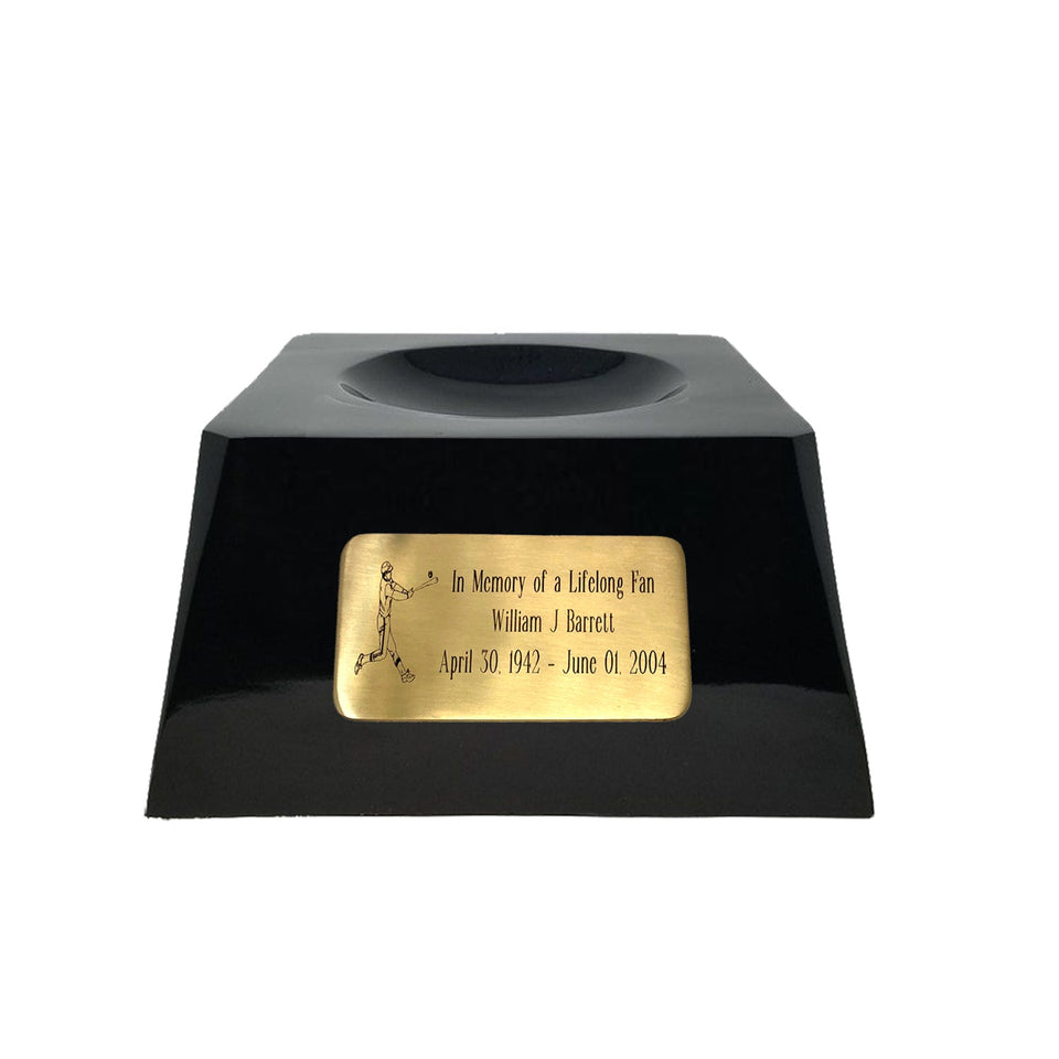 Baseball Cremation Urn with Optional Los Angeles Dodgers Ball Decor and Custom Metal Plaque - ExquisiteUrns
