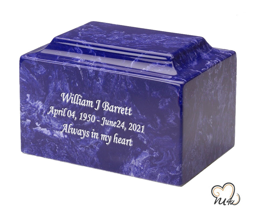Cobalt Blue Cultured Marble Urn - ExquisiteUrns