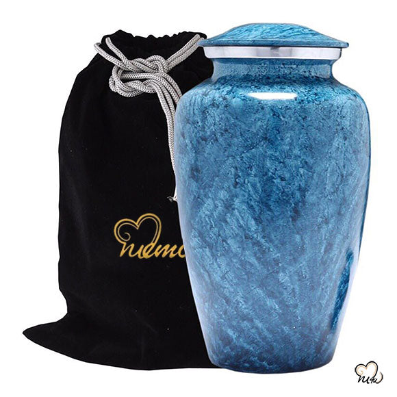 Coral Alloy Cremation Urn - Blue and Silver, Alloy Urns - ExquisiteUrns