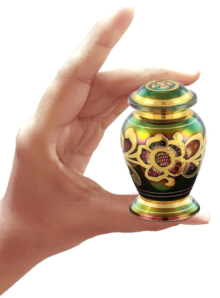 Floral Emerald Cremation Urn - ExquisiteUrns