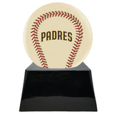 Baseball Cremation Urn with Optional Ivory San Diego Padres Ball Decor and Custom Metal Plaque - ExquisiteUrns