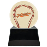 Baseball Cremation Urn with Optional Ivory San Francisco Giants Ball Decor and Custom Metal Plaque - ExquisiteUrns
