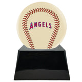 Baseball Cremation Urn with Optional Ivory Los Angeles Angels Ball Decor and Custom Metal Plaque - ExquisiteUrns