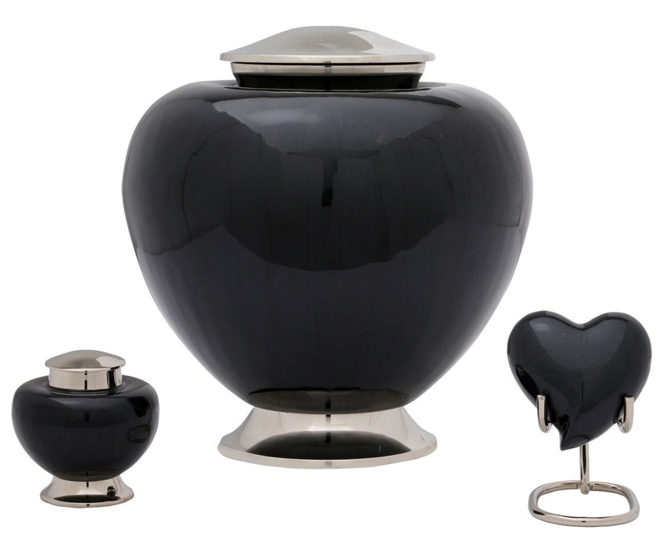Baroque Cremation Urn for Ashes in Grey and Silver