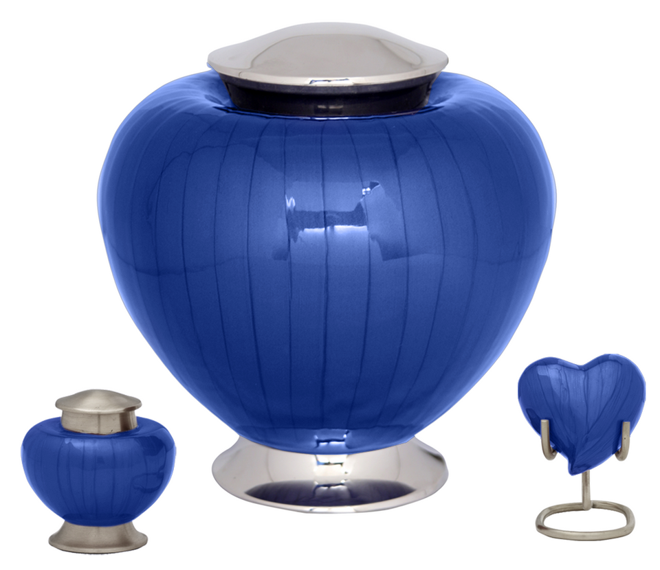 Baroque Cremation Urn for Ashes in Blue