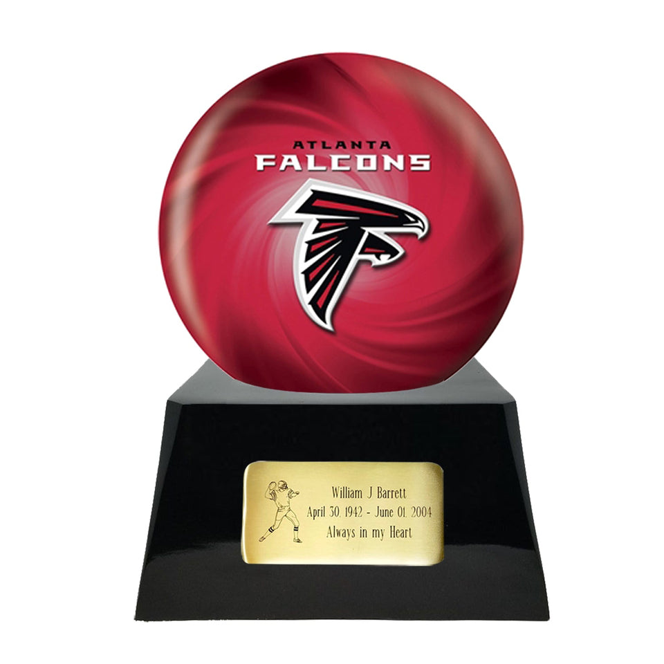 Team-Cremation-Urn: football-sports-team-cremation-urn-for-human-ashes-with-atlanta-falcons-ball-decor
