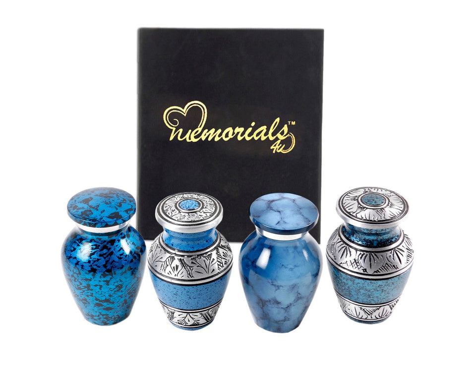 Set of 4 Beautiful Shades of Blue Keepsakes,  - ExquisiteUrns