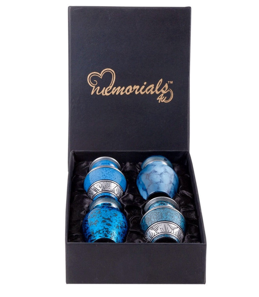 Set of 4 Beautiful Shades of Blue Keepsakes,  - ExquisiteUrns