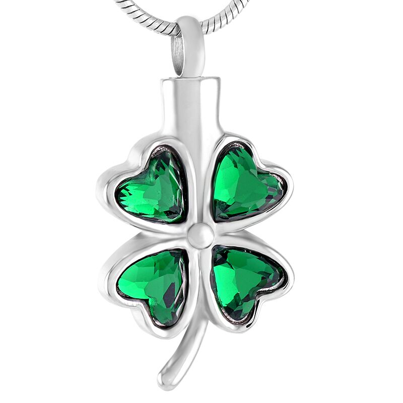Green Glass Clover-Shamrock Pendant - ExquisiteUrns