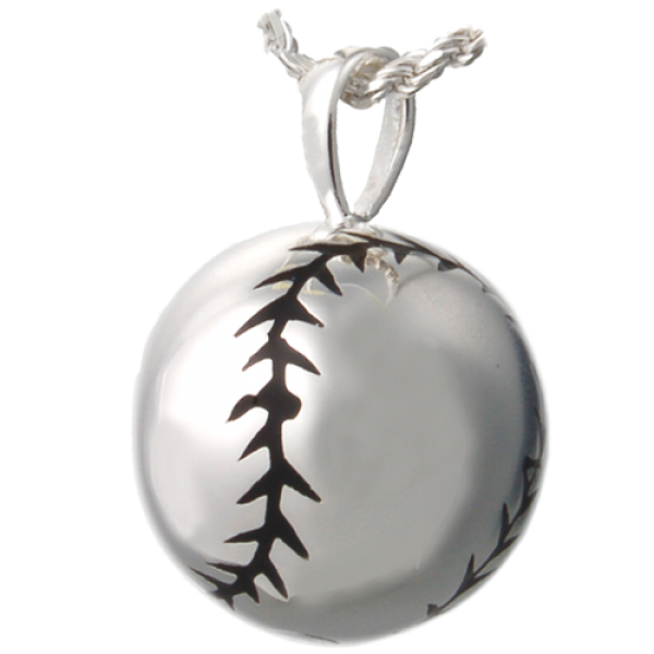 Baseball Stainless Steel Cremation Pendant Jewelry - Urn Necklace - Lockets For Ashes- ExquisiteUrns - Back View