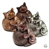 Pet Urn - Sleeping Cat Urn For Cats Ashes - Metal Urn with Copper, Bronze, and Silver Finish - ExquisiteUrns