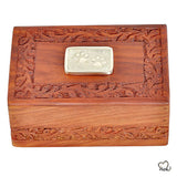 Pet Urn - Paw Applique Rosewood Custom Pet Urn in Small - ExquisiteUrns