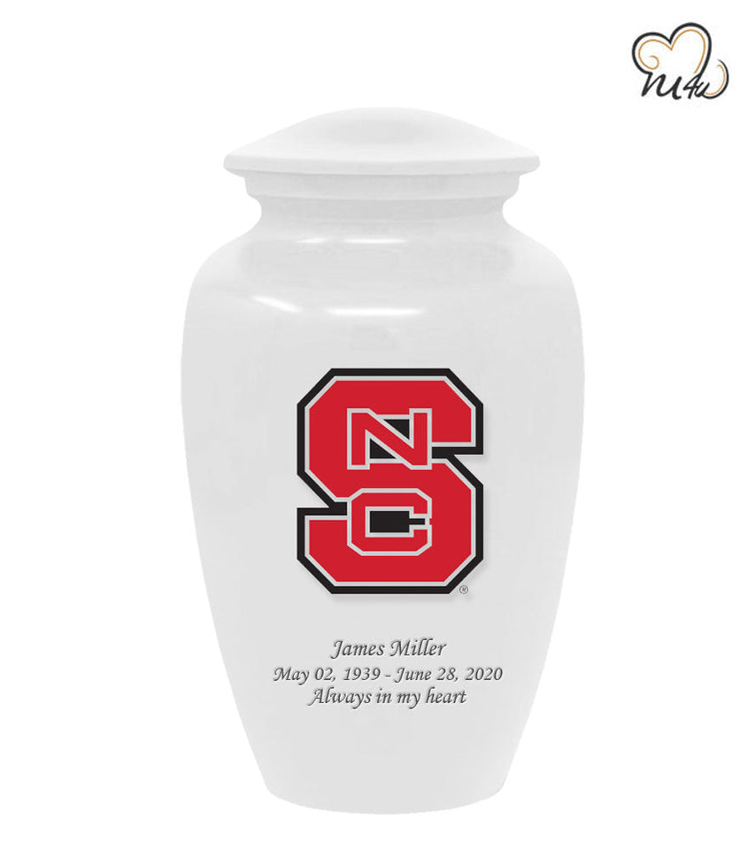 White North Carolina State Wolfpack University College Cremation Urn - ExquisiteUrns