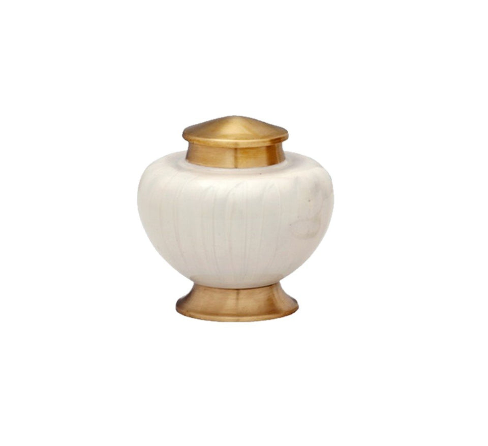 Baroque Cremation Urn for Ashes in Pearl White