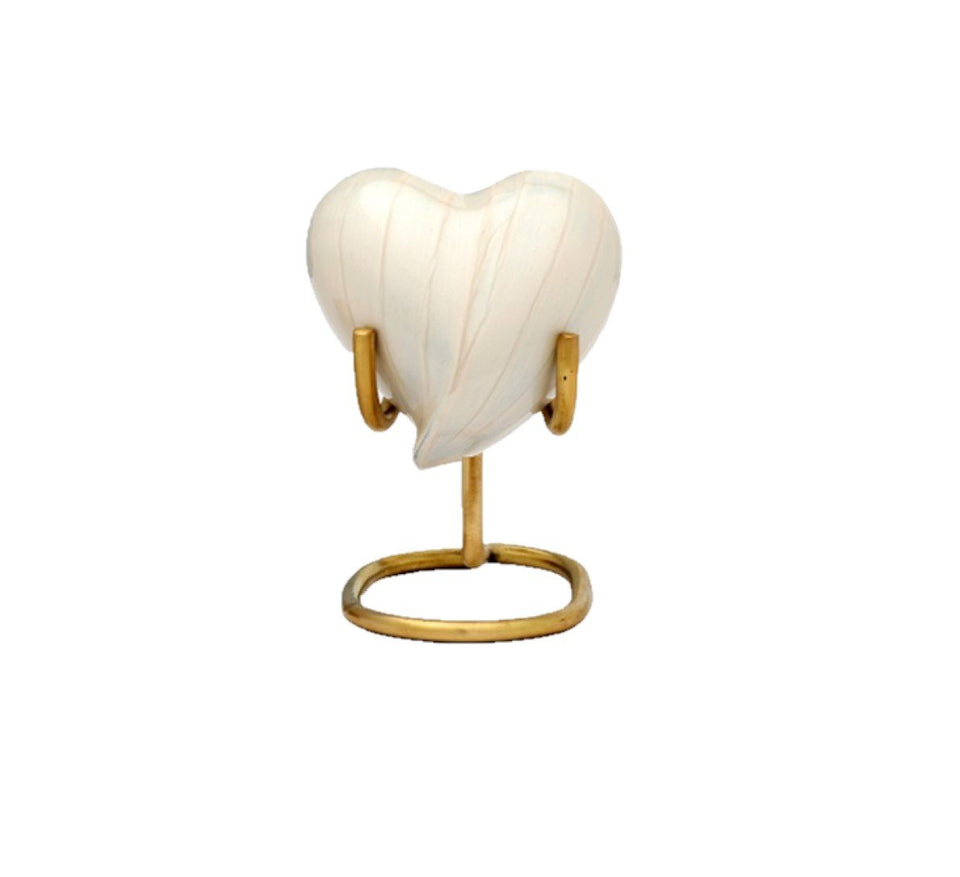 Baroque Cremation Urn for Ashes in Pearl White