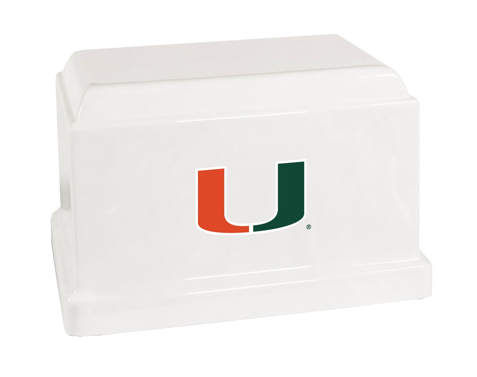 University of Miami Hurricanes College Cremation Urn - White