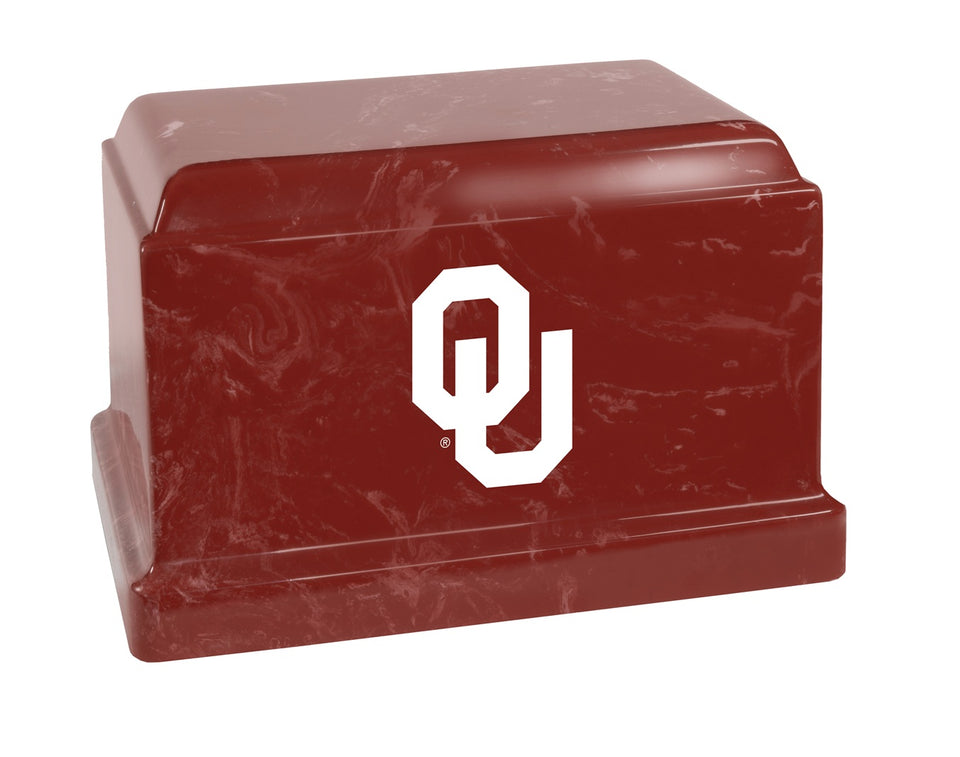 Red Oklahoma Sooners University College Cremation Urn