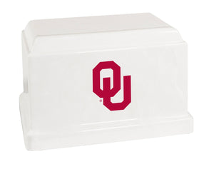 White Oklahoma Sooners University College Cremation Urn