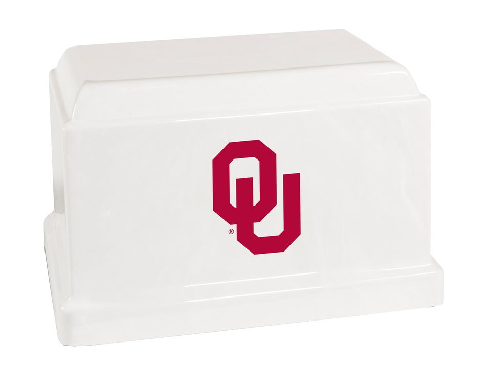 White Oklahoma Sooners University College Cremation Urn