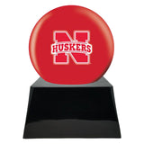 Football Cremation Urn with Optional Nebraska Cornhuskers Ball Decor and Custom Metal Plaque