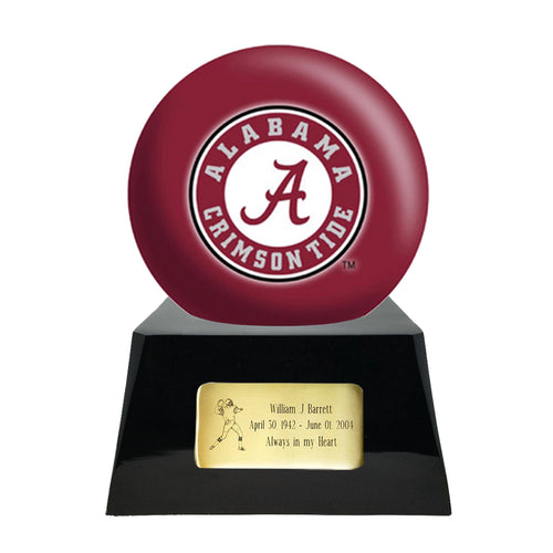 Football Cremation Urn With Optional Alabama Crimson Tide Ball Decor and Custom Metal Plaque