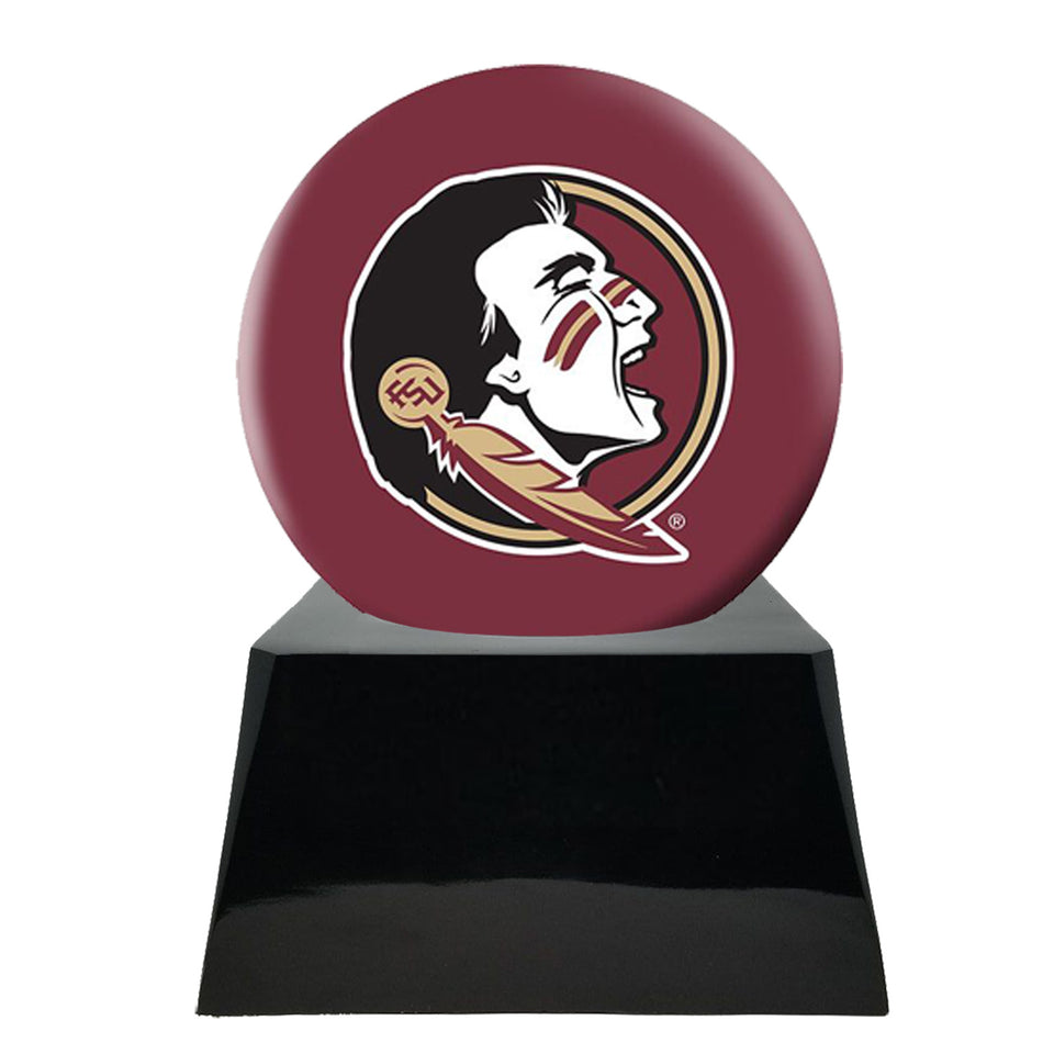 Football Cremation Urn with Optional FSU Seminoles Ball Decor and Custom Metal Plaque