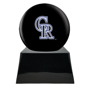 Baseball Cremation Urn with Optional Colorado Rockies Ball Decor and Custom Metal Plaque