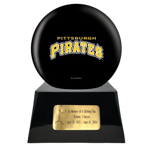 Baseball Cremation Urn with Optional Pittsburgh Pirates Ball Decor and Custom Metal Plaque