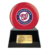 Baseball Cremation Urn with Optional Washington Nationals Ball Decor and Custom Metal Plaque