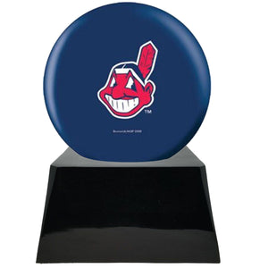 Baseball Cremation Urn with Optional Cleveland Indians Ball Decor and Custom Metal Plaque