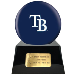Baseball Cremation Urn with Optional Atlanta Braves Ball Decor and Custom Metal Plaque