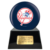 Baseball Cremation Urn with Optional New York Yankees Ball Decor and Custom Metal Plaque
