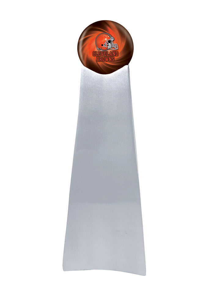 Championship Trophy Cremation Urn with Optional Football and Clevland Browns Ball Decor and Custom Metal Plaque