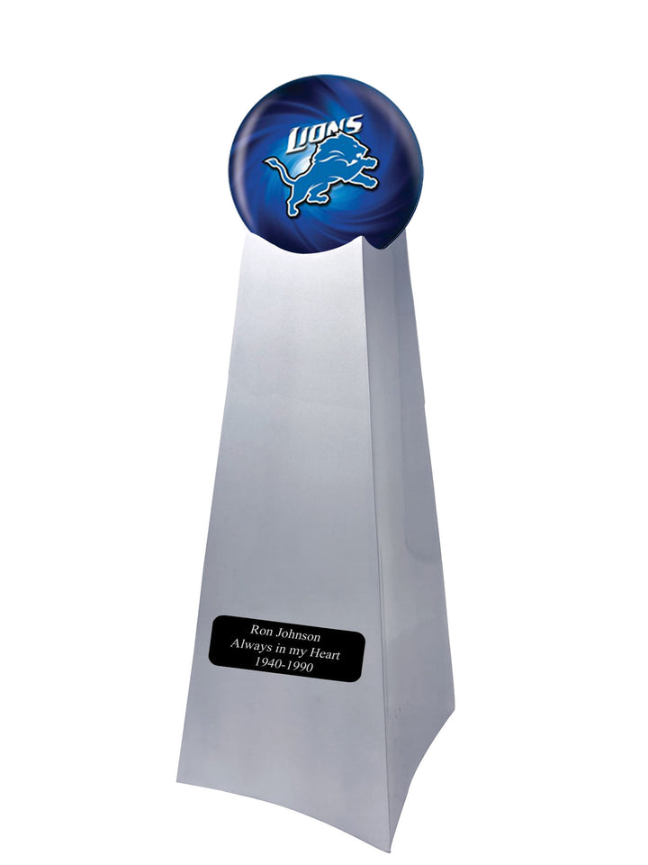 Championship Trophy Cremation Urn with Optional Detroit Lions Ball Decor and Custom Metal Plaque
