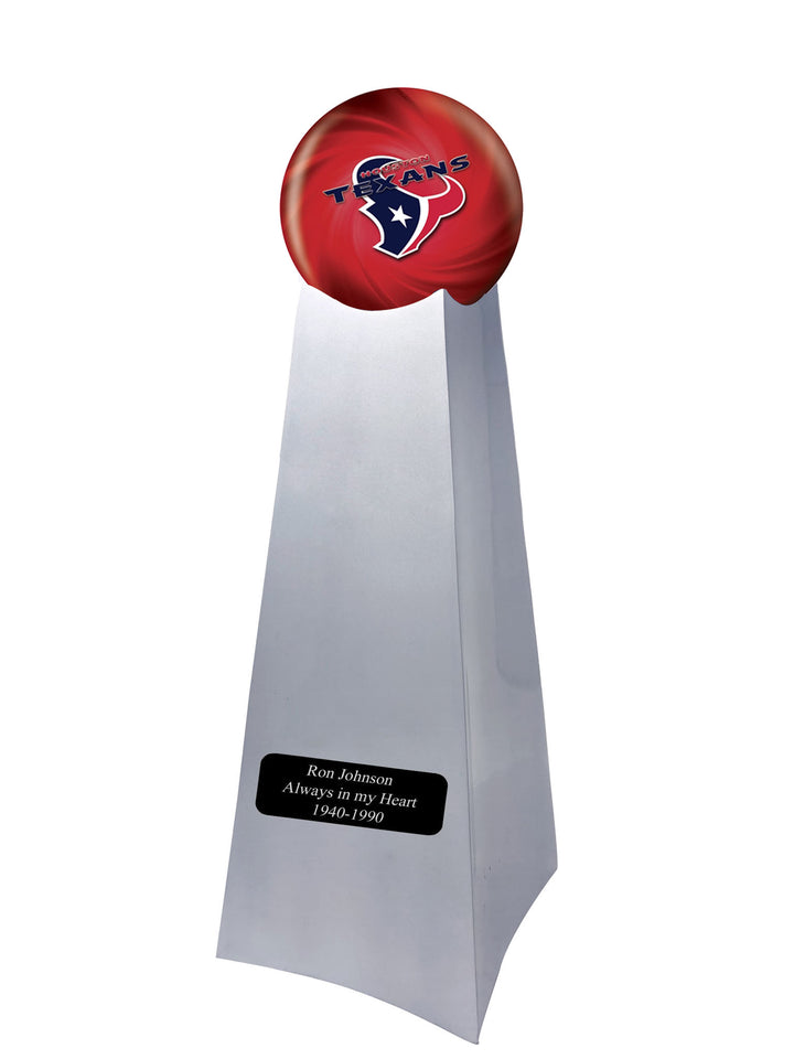Championship Trophy Cremation Urn with Optional Houston Texans Ball Decor and Custom Metal Plaque