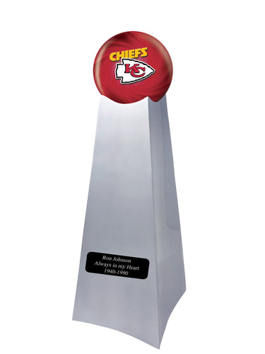 Championship Trophy Cremation Urn with Optional Kansas City Chiefs Ball Decor and Custom Metal Plaque