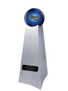 Championship Trophy Cremation Urn with Optional Los Angeles Rams Ball Decor and Custom Metal Plaque