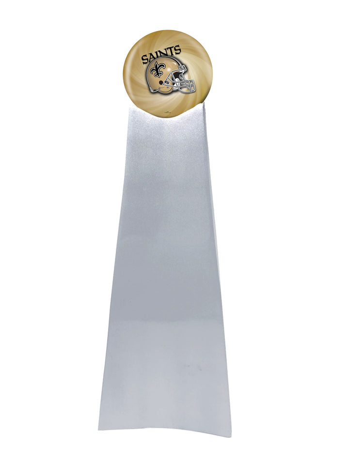 Championship Trophy Cremation Urn with Optional Football and New Orleans Saints Ball Decor and Custom Metal Plaque