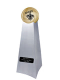 Championship Trophy Cremation Urn with Optional Football and New Orleans Saints Ball Decor and Custom Metal Plaque