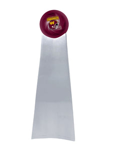 Championship Trophy Cremation Urn with Optional Football and Washington Commanders Ball Decor and Custom Metal Plaque