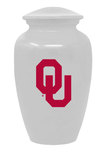 White Oklahoma Sooners University College Cremation Urn